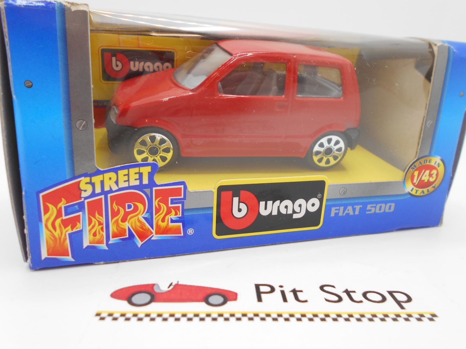 Voiture miniature BBURAGO street fire FIAT 500 Blanche - échelle 1: 43